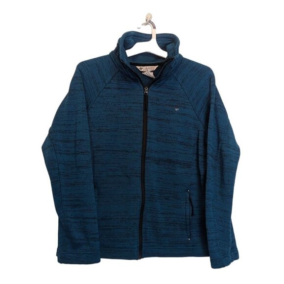 Columbia GRT ~ Womens L ~ Heather Teal High Collar Full Zip Sweater-Jacket - Picture 1 of 7